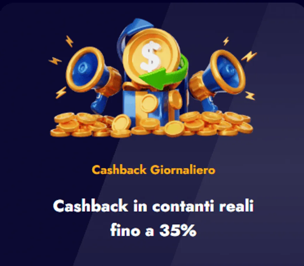 Cashback giornaliero fino al 35 percento in contanti reali